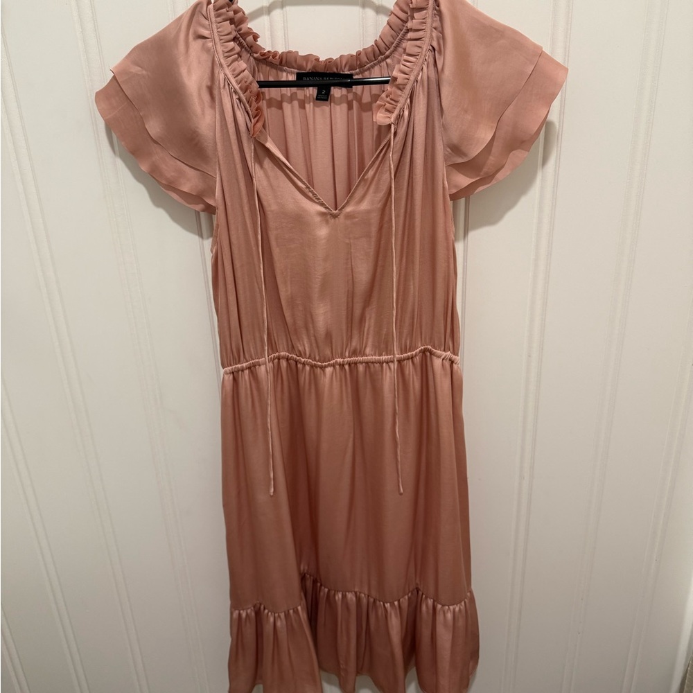 Banana Republic Pink Ruffled Midi Dress